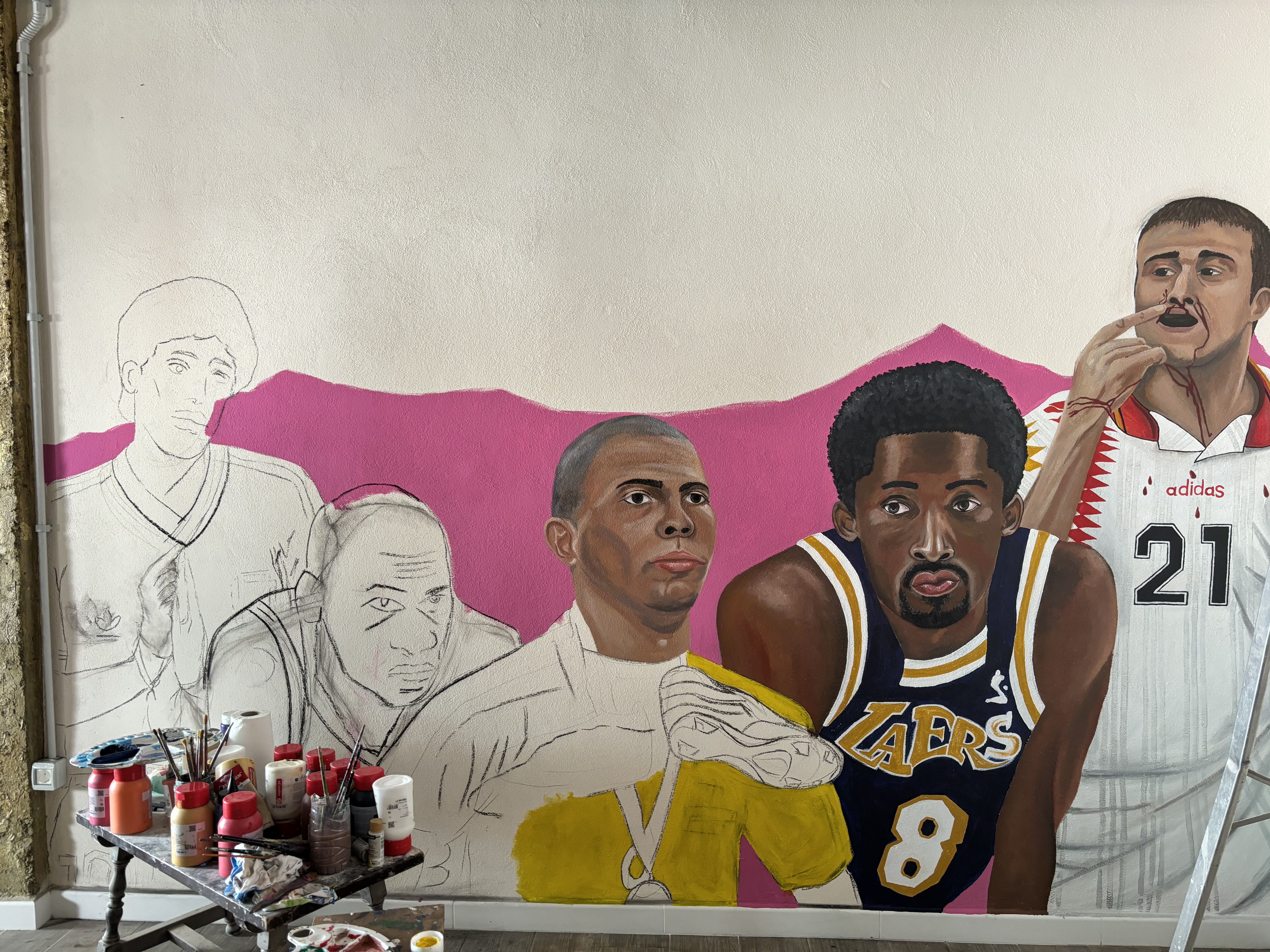 mural en hamburguesería 90,s