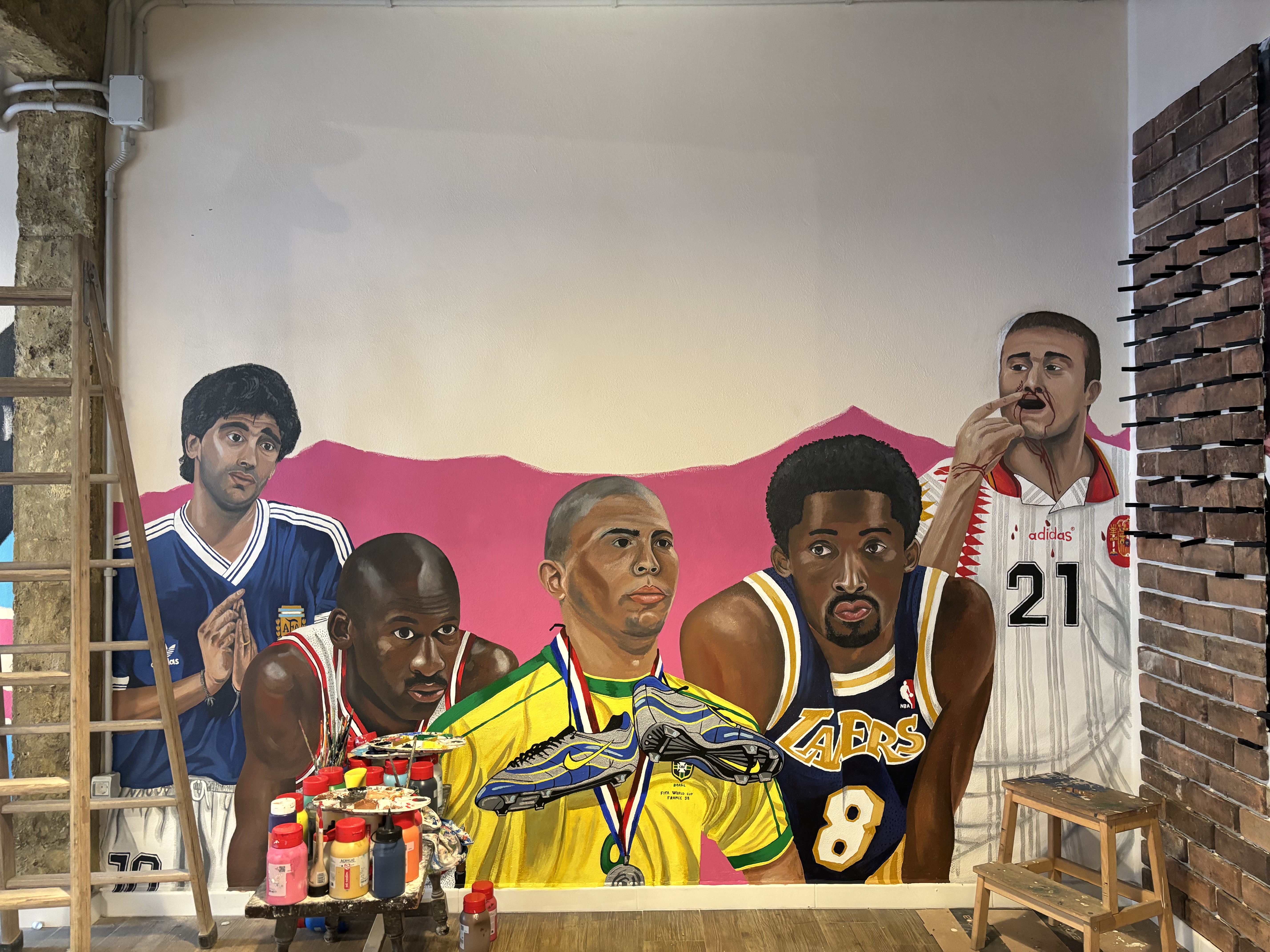 mural en hamburguesería 90,s